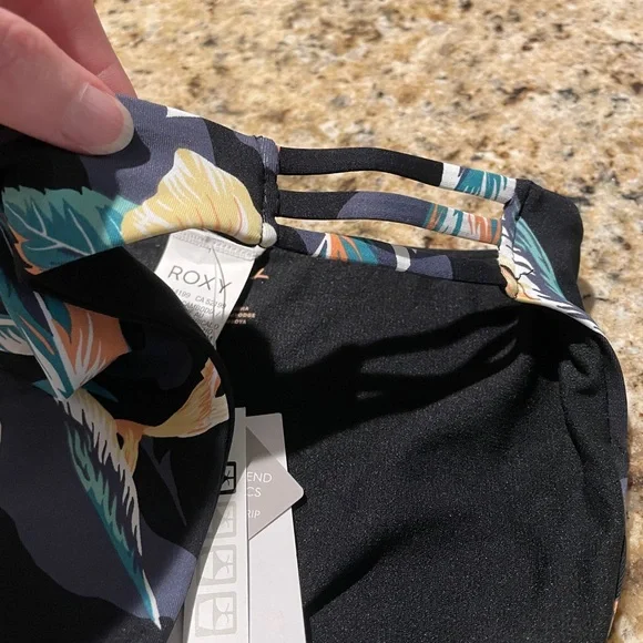 Roxy Black Floral Bikini Bottom S - Picture 6 of 6